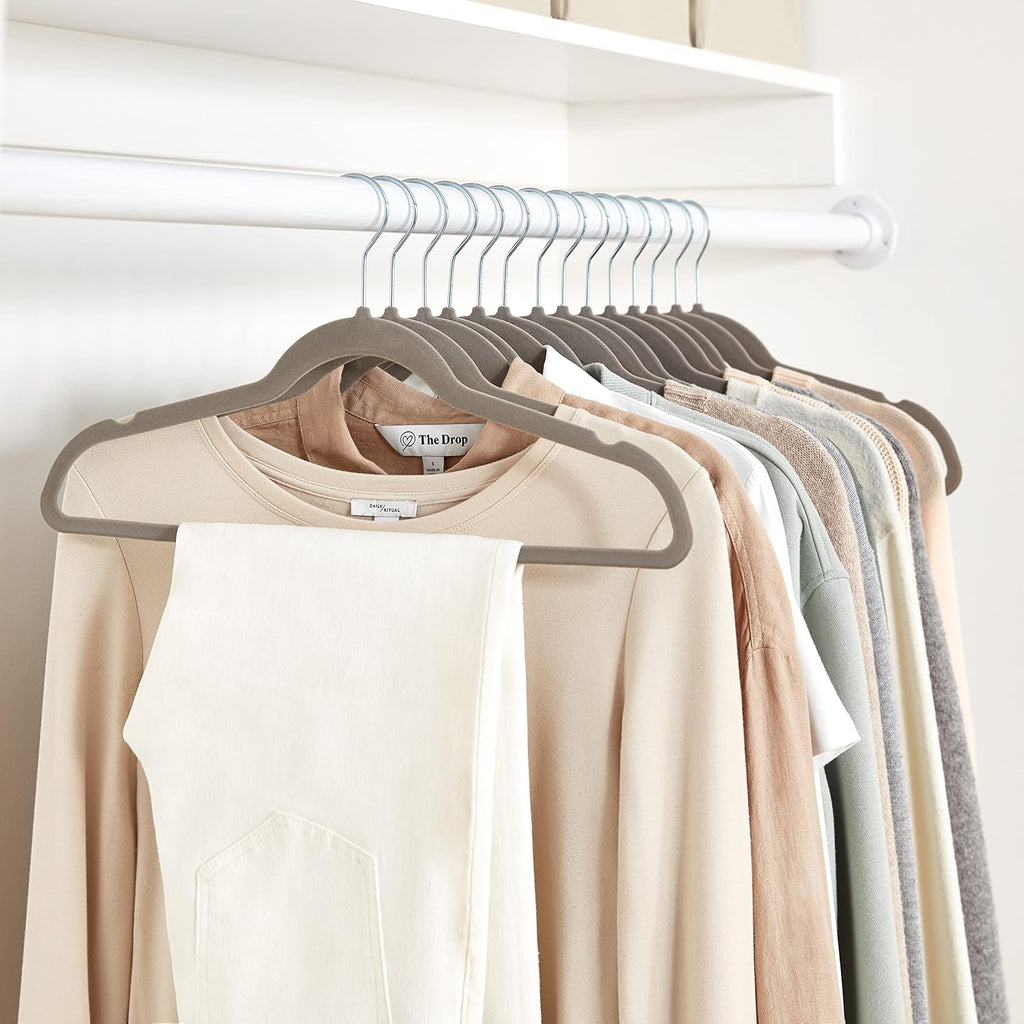 ANQI Lot de 50 cintres en velours antidérapants - Gris/argent