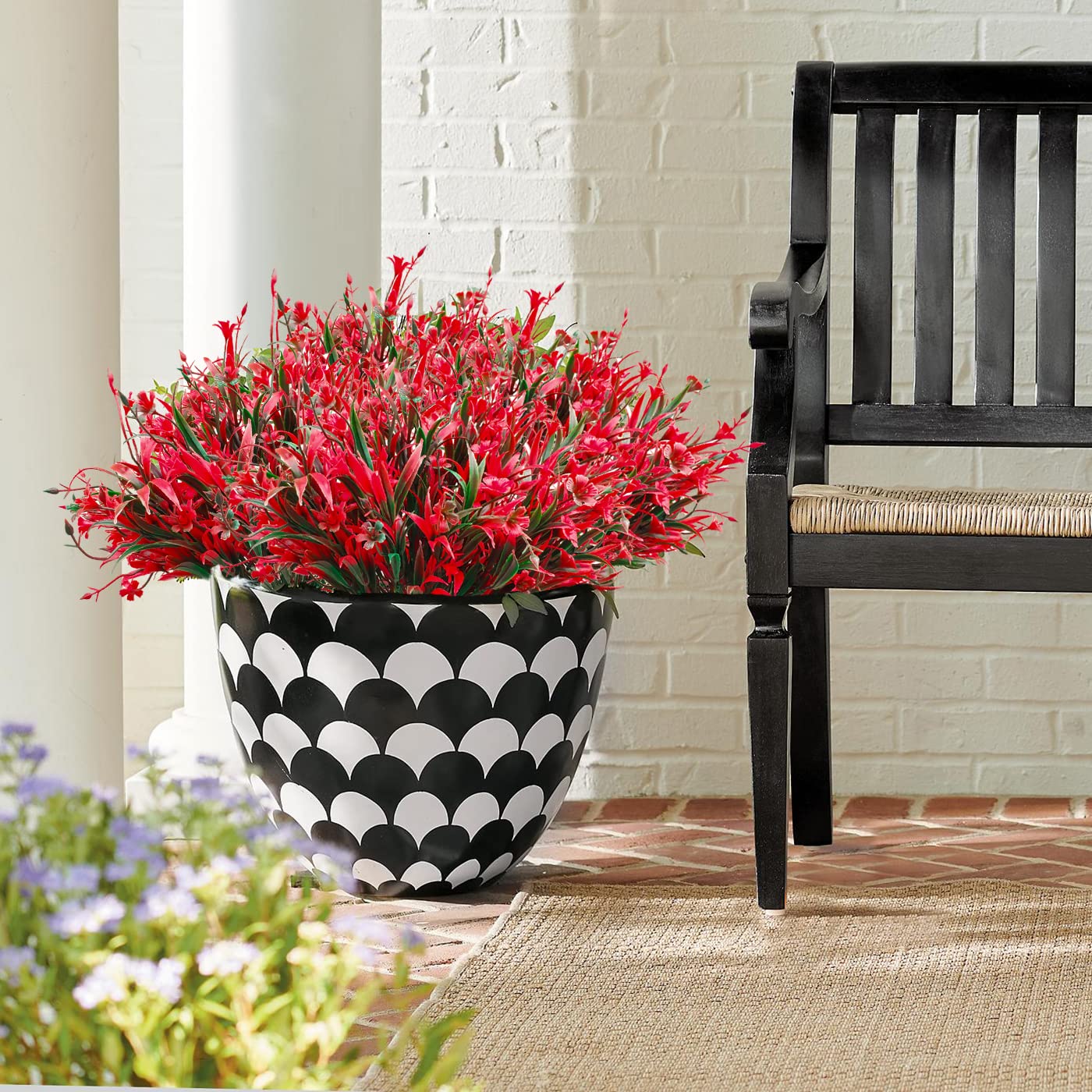 10 pièces 13,8 in / 35 cm Fleurs artificielles d'extérieur, fleurs de plantes artificielles, adaptées pour la décoration de la fenêtre suspendue intérieure et extérieure