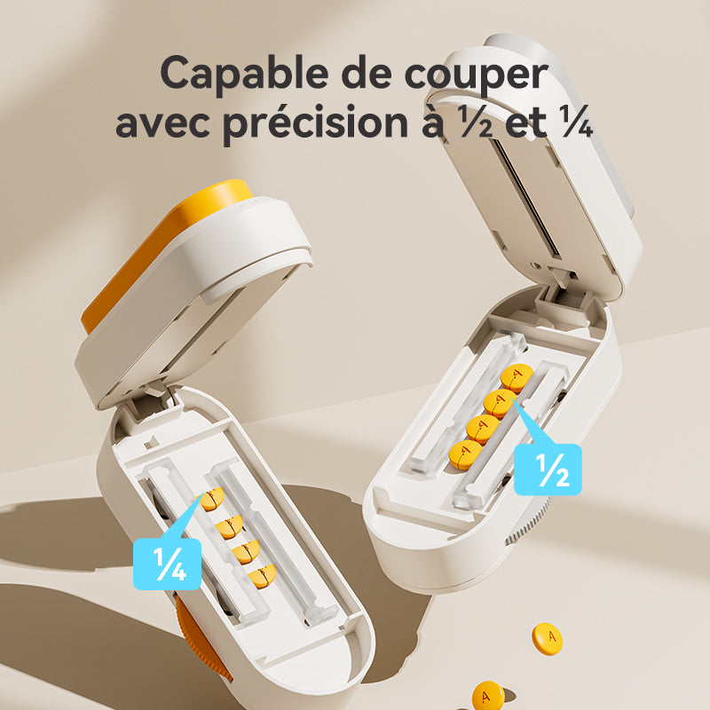 JORDAN&JUDY Coupe-pilules portable, séparateur de comprimés, outil de division de pilules, coupe en quart, coupe en deux, 1 pièce, Gris