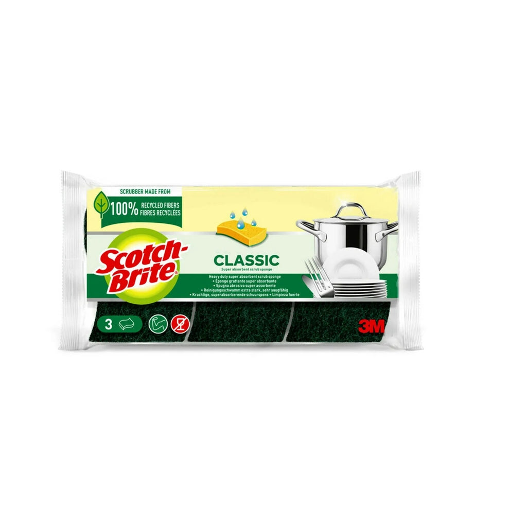 SCOTCH BRITE Éponges grattantes fibre 100% recyclée double face 3 éponges