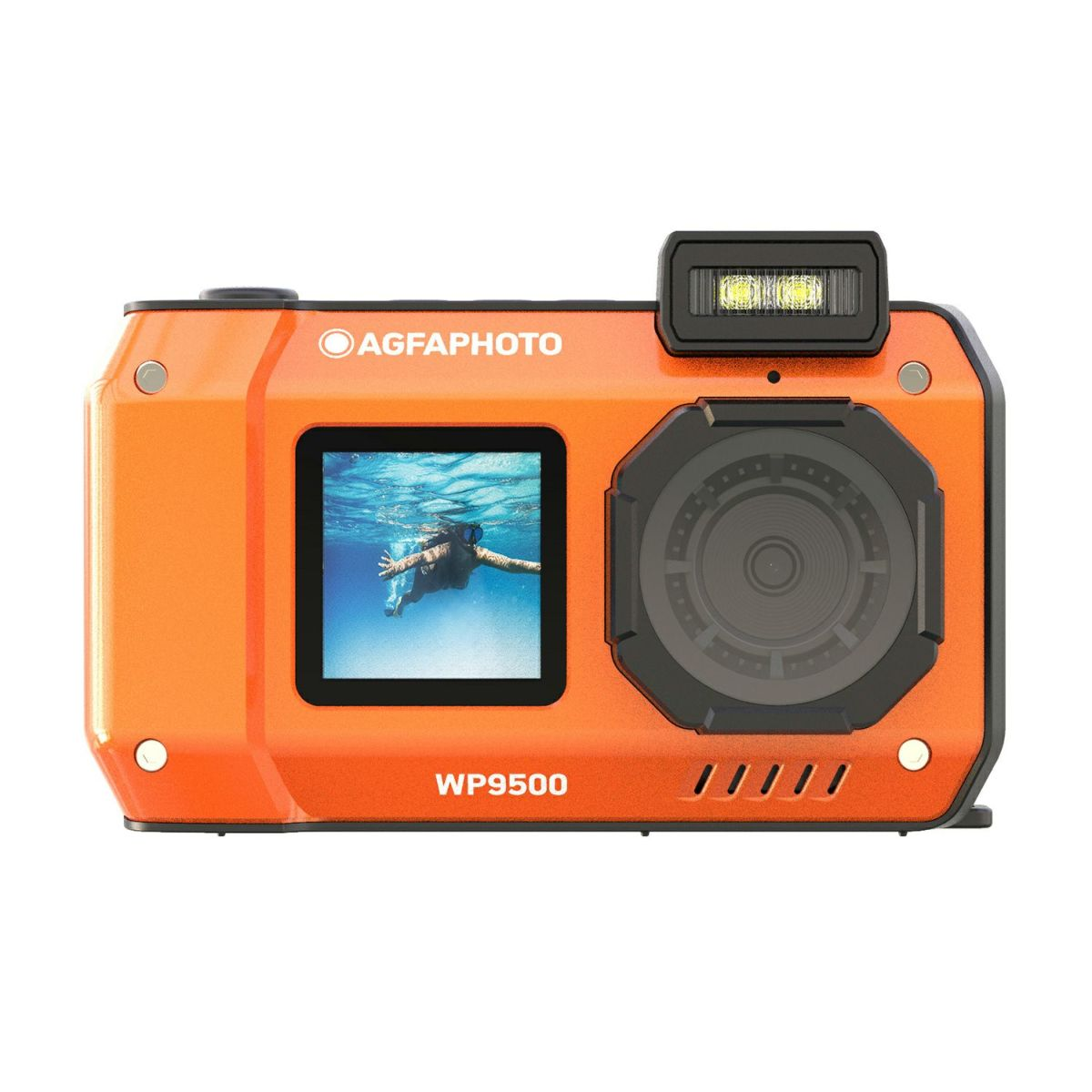 AGFAPHOTO Appareil photo numérique compact étanche 24MP avec zoom numérique 18x, double écran et vidéo 4K - Orange