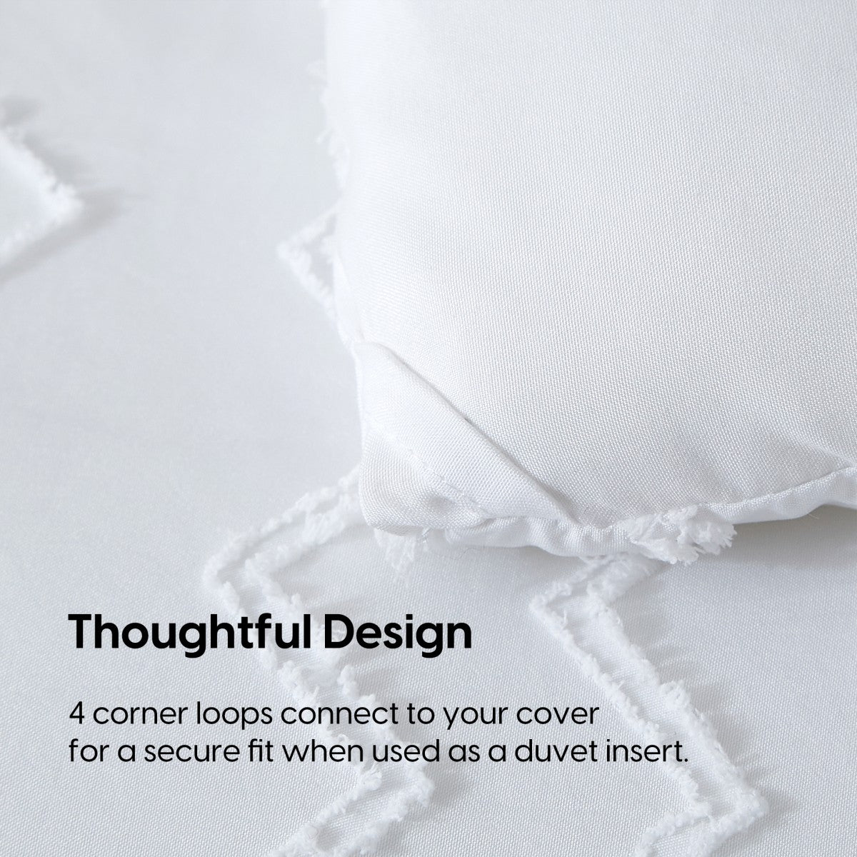 MEEALLHOME Parure de lit tuftée blanc - 1 housse 155 x 220 cm et 2 taies 80 x 80 cm
