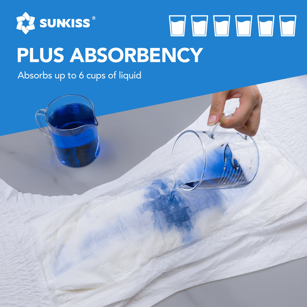 SUNKISS TrustPlus Culottes jetables unisexes pour incontinence, Taille L, Lot de 16 - Forte absorption, Protection barrière anti-fuites, Contrôle des odeurs, Tissu doux et souple