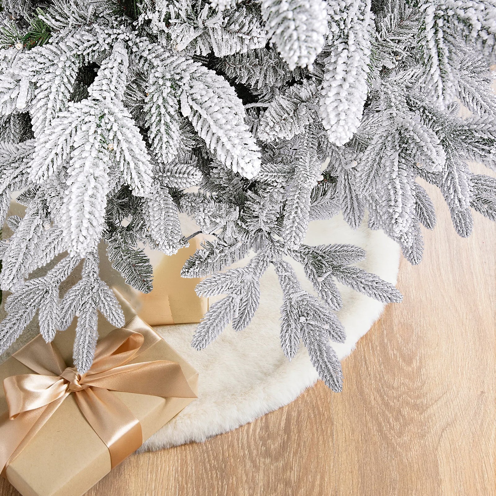 SALCAR Sapin de noël enneigé avec 1230 branches et éclairage 300 LED blanc chaud - 180 cm