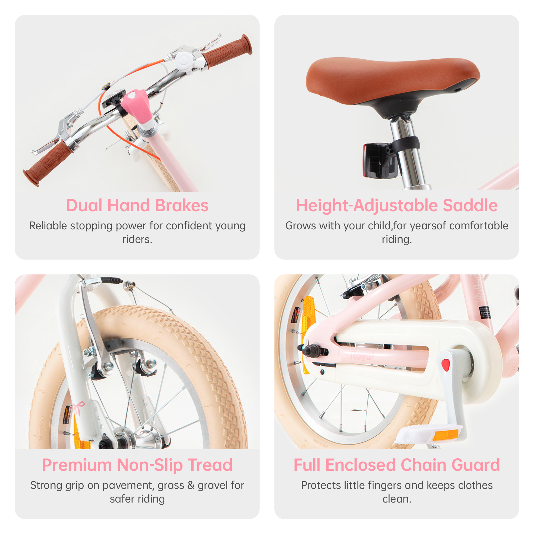 RoyalBaby+Vélo pour enfants+ Aluminium EZ New Freestyle Rose 14 pouces, Poids net 7,4 kg
