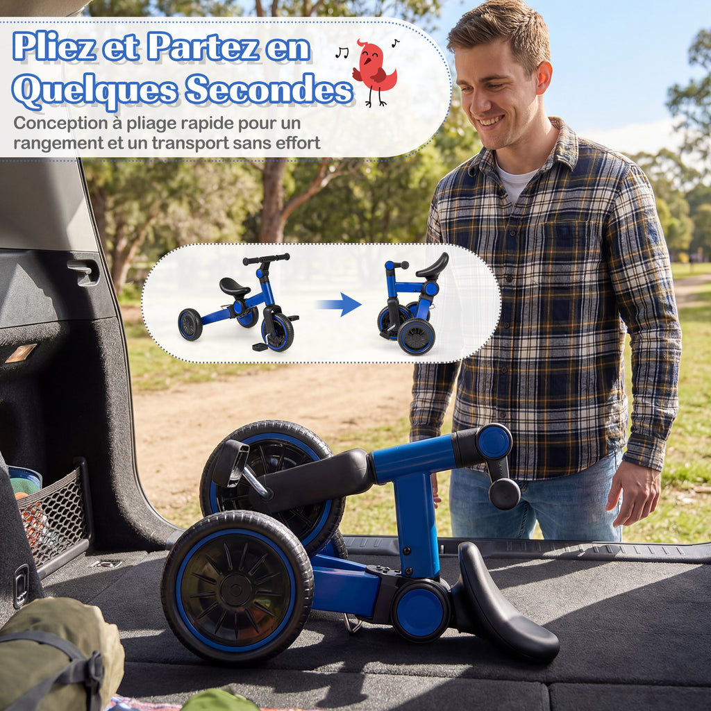 Vélo 5-en-1 pour enfants / draisienne, avec pédales amovibles - Bleu