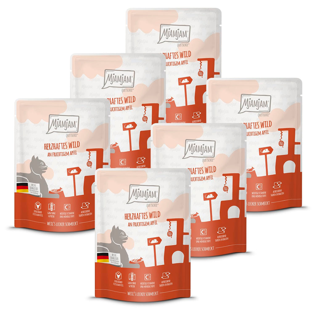 MjAMjAM [Peut être servi frais pour l’été] Aliment humide pour chat en gourde Gibier 300 g x 6
