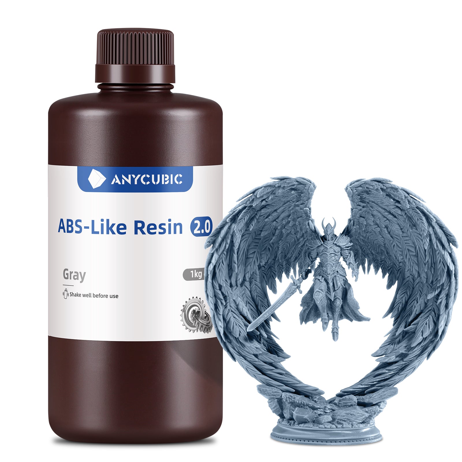 ANYCUBIC Résine ABS-Like 2.0 pour imprimante 3D, haute résistance, faible retrait, Gris, 1 kg
