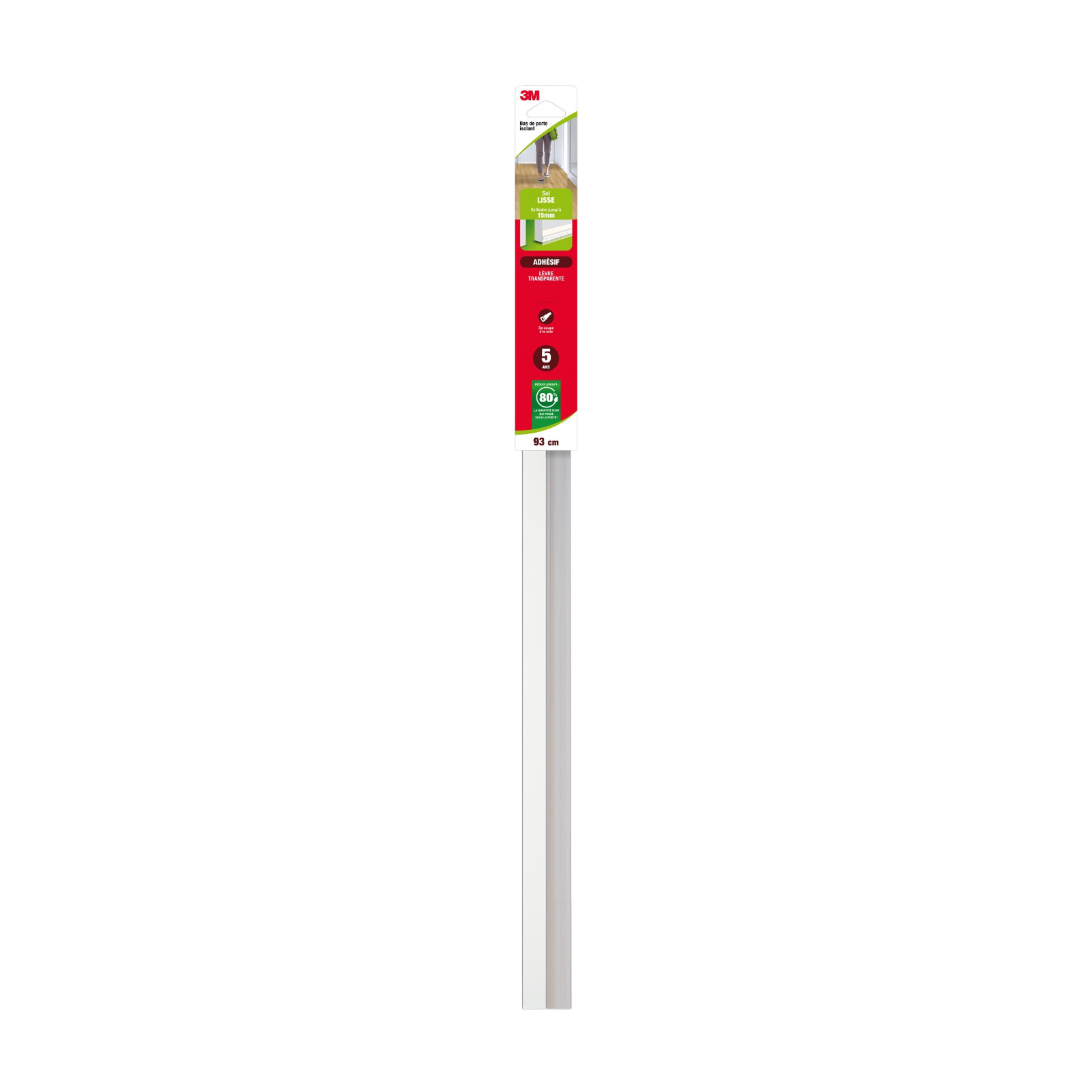 Bas de Porte au Sol Lisse Adhésif Classique Blanc 0,93 m