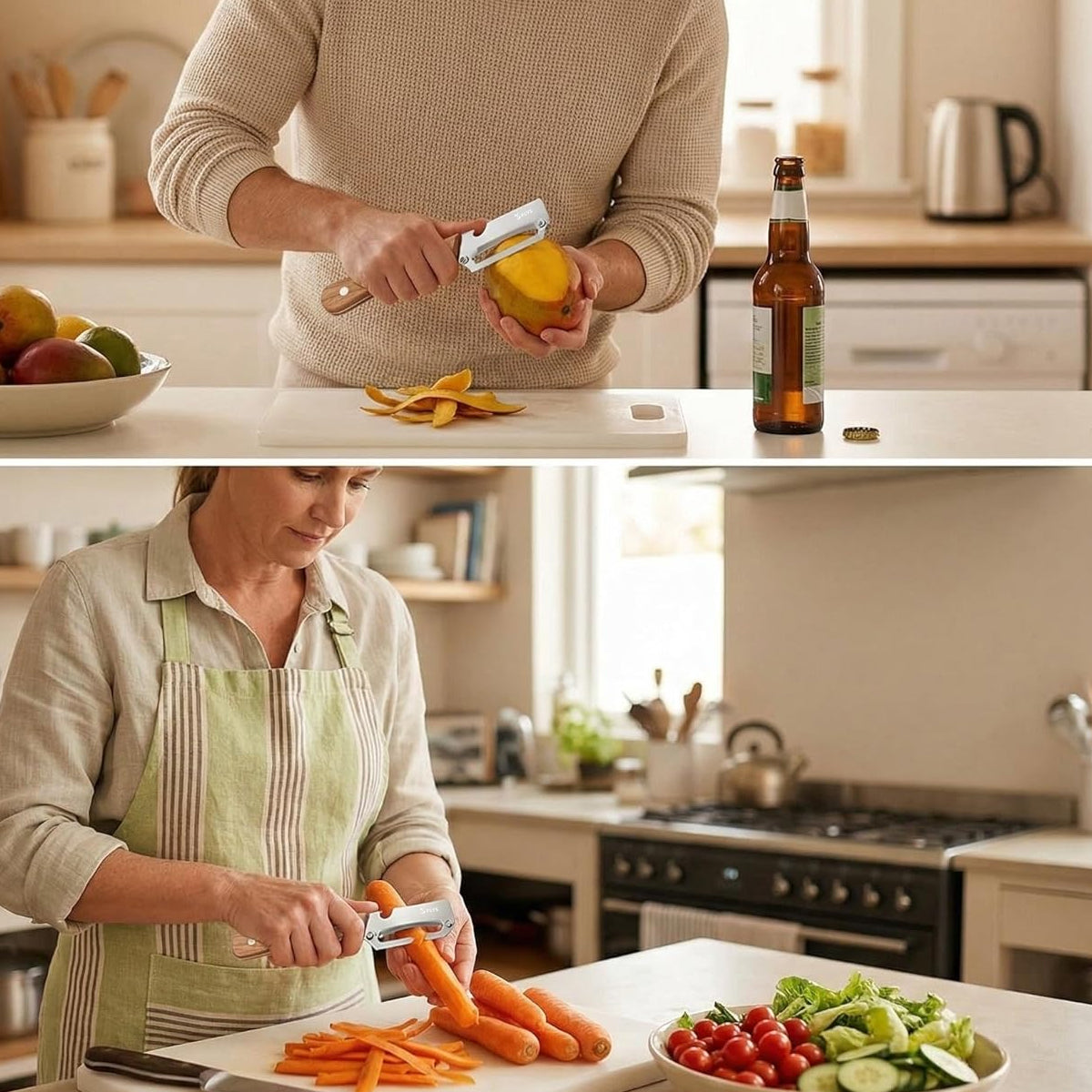 PLYS Couteau d’office multifonction, ensemble 2 pièces, éplucheur polyvalent pour fruits et légumes, pour la cuisine