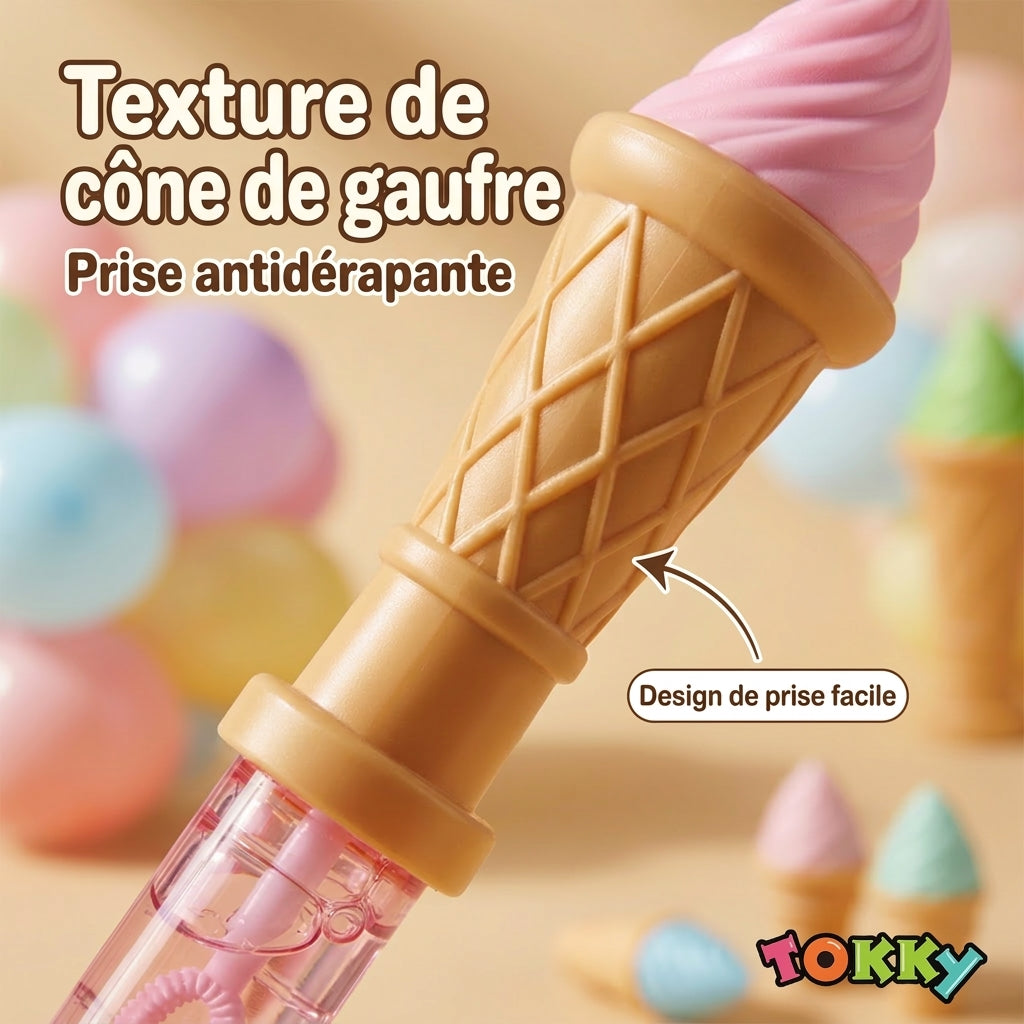 24 pièces Très grandes baguettes à bulles en forme de crème glacée Jouets pour enfants, 37,5 cm Extra Long et Extra 120 ml Solution à bulles étanche à 360 degrés