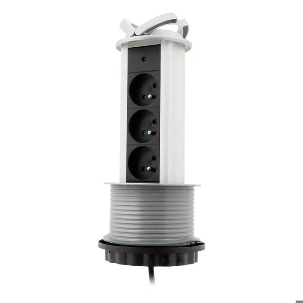 Bloc multiprise encastrable 3 prises 16A 2P+T Ø100mm - Gris - Otio
