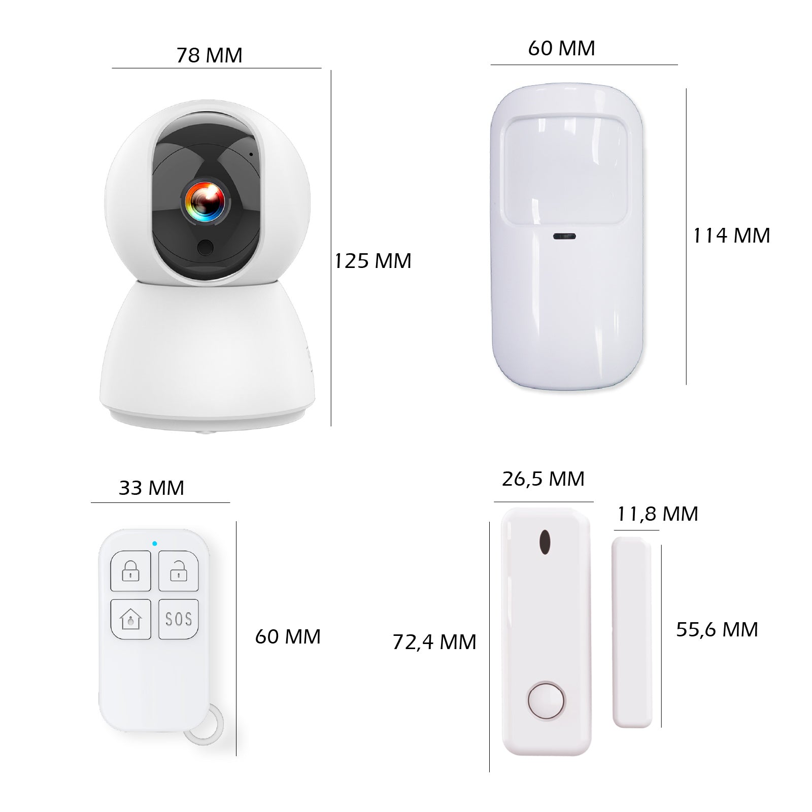 KYF Hikers Kit d’alarme extensible connecté Wi-Fi 434 MHz avec caméra IP 4 MP, sirène intégrée 90 dB, détecteur de mouvement, capteur porte/fenêtre et deux télécommandes