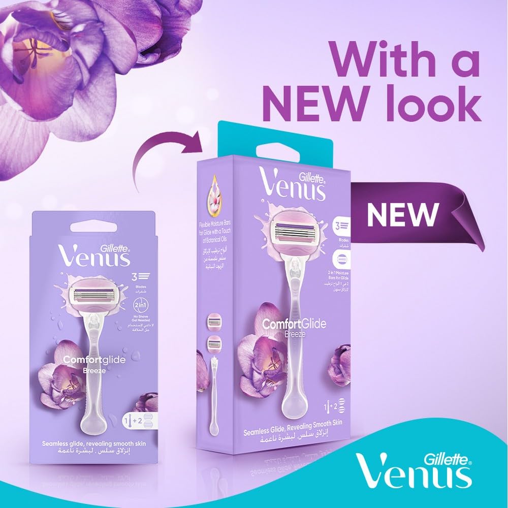 GILLETTE Venus ComfortGlide Breeze Rasoir pour Femme avec 2 Recharges