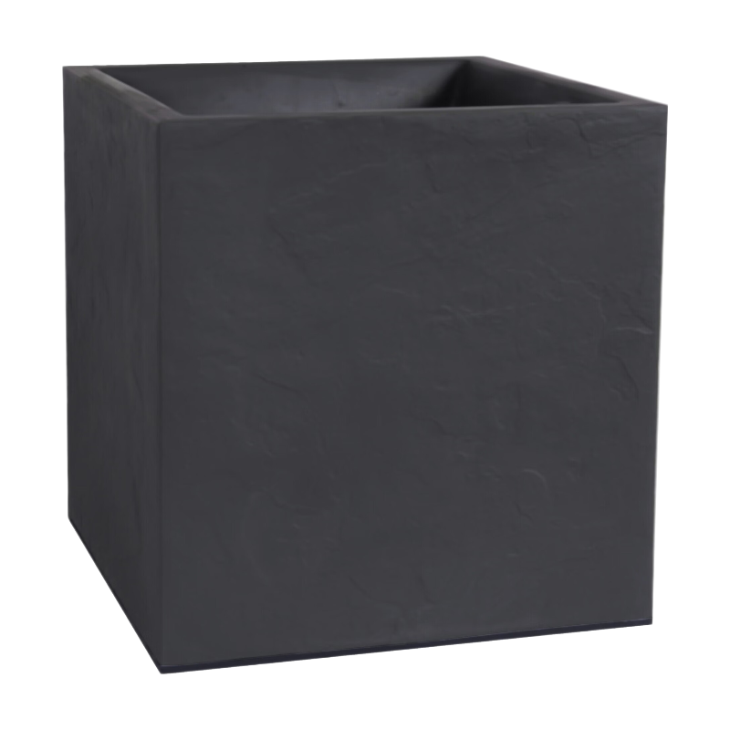 EDA Pot carré VOLCANIA 40 cm gris anthracite, à double paroi avec réserve d'eau, 39,5 x 39,5 x 43,5 cm, 31 L