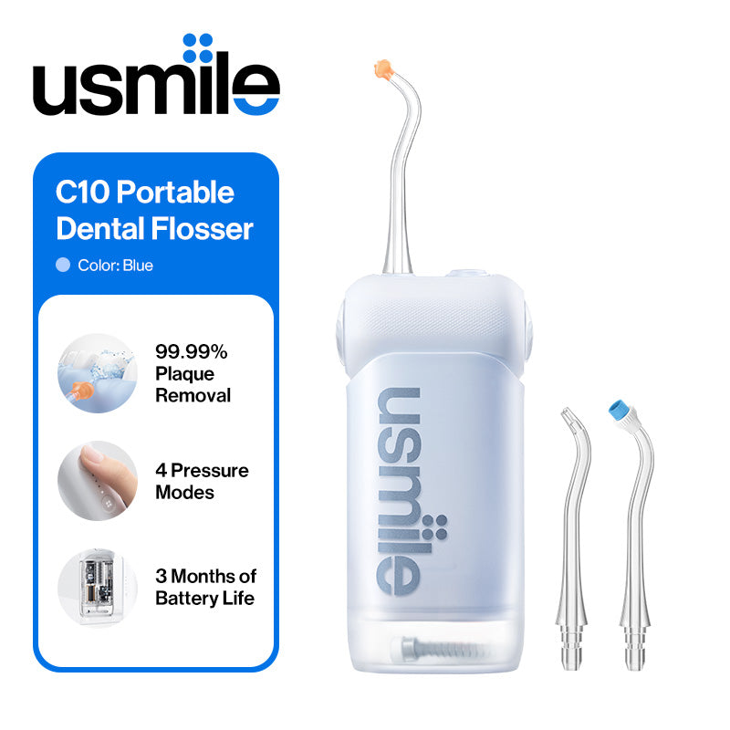 usmile C10 Hydropulseur dentaire portable, Autonomie 95 jours, 4 modes, Buse 360°, Réservoir 180 ml, Étanche IPX7