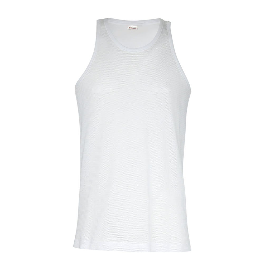 EMINENCE Débardeur homme maille aérée Pur Coton, Blanc