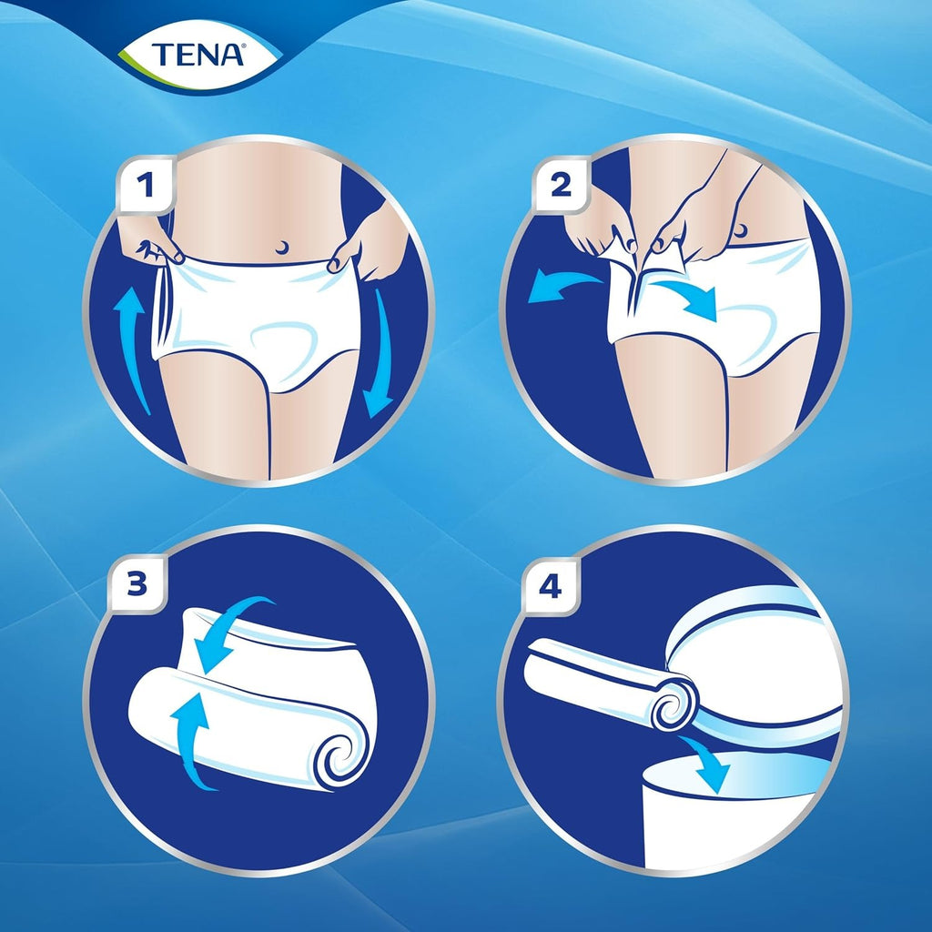 Tena Culottes Taille M, Unisexe, Sous-vêtements Absorbants Jetables pour Incontinence, Lot de 9