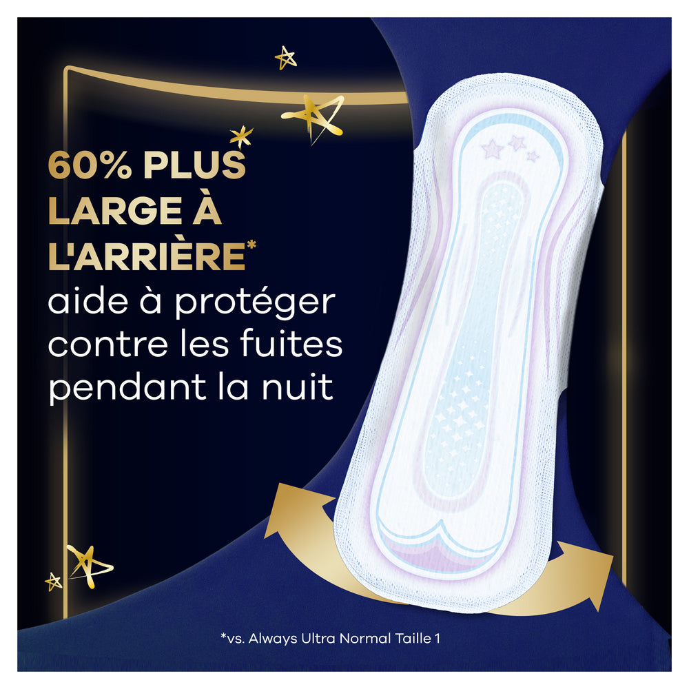Always Ultra Serviettes Menstruelles Secure Night (taille 4) Avec Ailettes 18 Serviettes, Super Absorbantes Et Ultra-Fines, Pour Règles