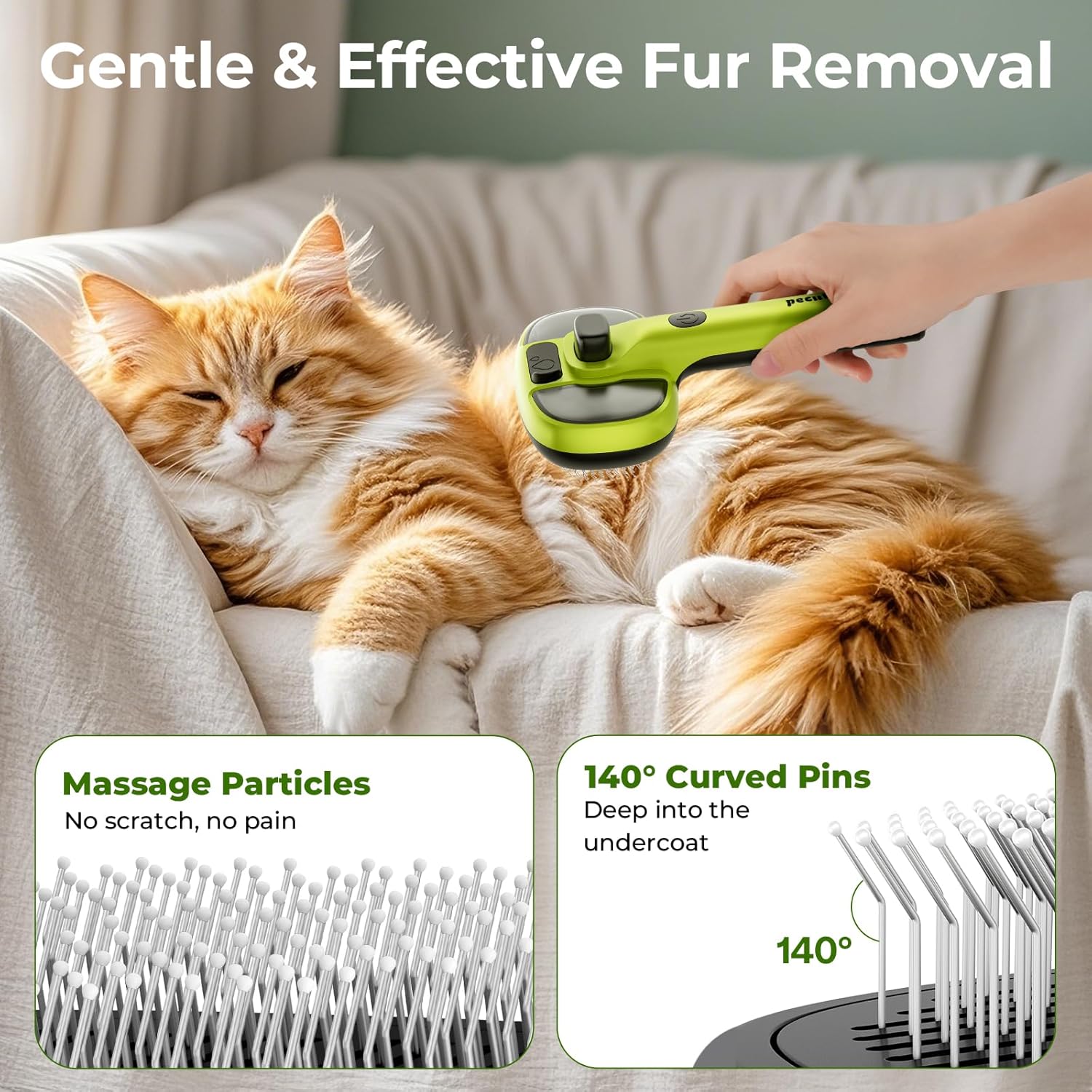 Pecute Peigne pulvérisateur pour animaux avec réservoir d’eau - Vert