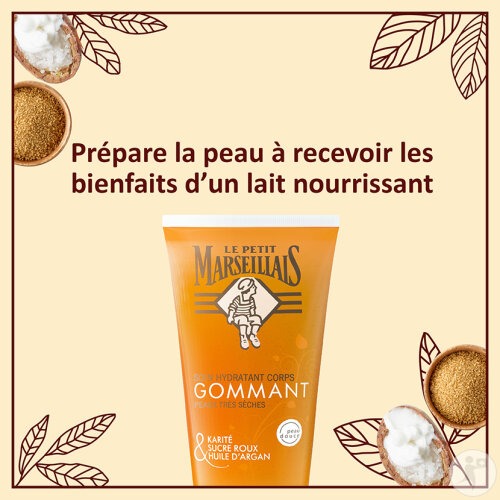 Le Petit Marseillais Soin Hydratant Gommant Corps Karité, Sucre Roux Et Huile D'Argan Tube 150 ml