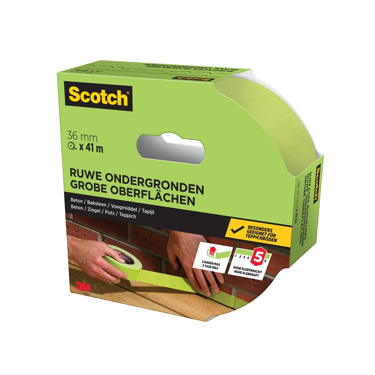 Scotch® Ruban de Masquage Surfaces Rugueuses Scotch® - PEFC - Cut Case Vert 41m x 36mm