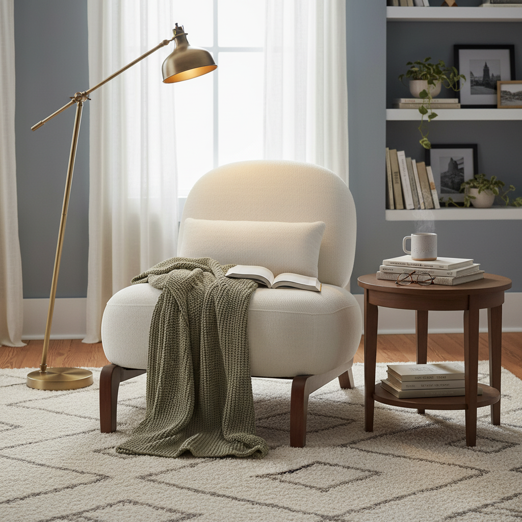 Chaise de coin en velours URBAN MEUBLE, pieds en bois massif, beige, 86,9 x 72,1 x 69,9 cm