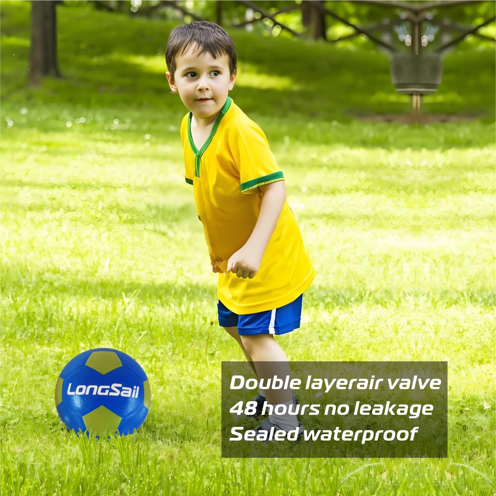 LONGSAIL Ballon de football en caoutchouc haute qualité bleu/vert - Taille 3