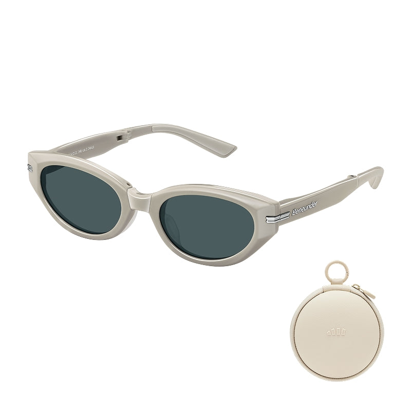 Beneunder FD315-CN303, Lunettes de soleil œil-de-chat pliables, Monture gris café, Verres gris