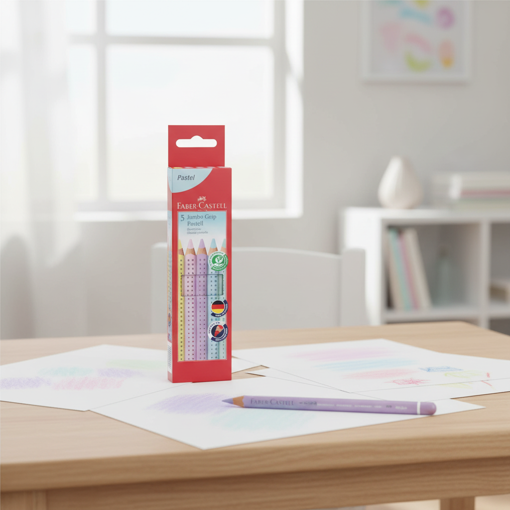 Faber-Castell Boîte de 5 crayons de couleur Jumbo Grip Pastel