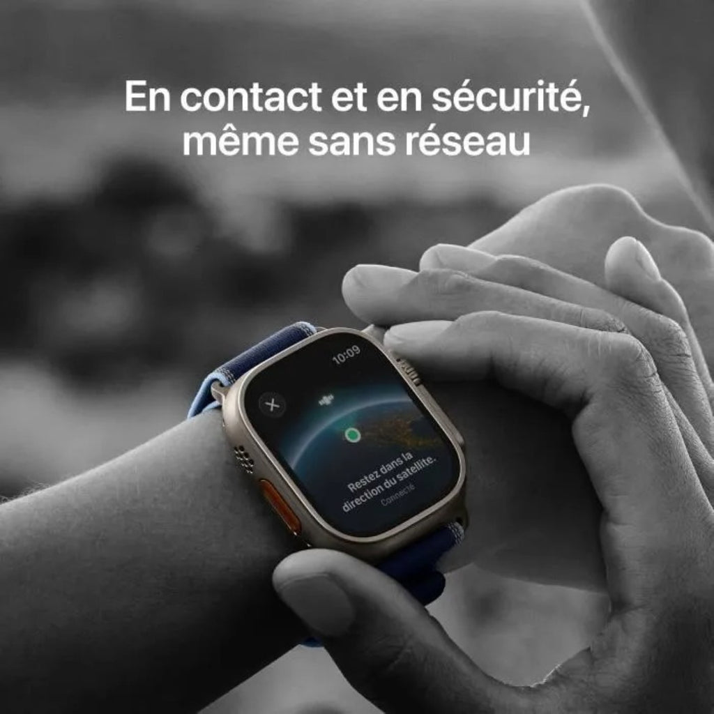 Apple Watch Ultra 3 GPS + Cellular 49 mm, boîtier en titane naturel avec bracelet Milanais en titane naturel - Large