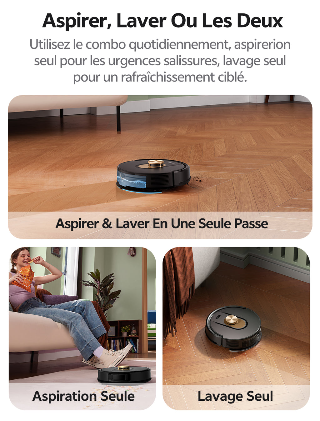 Vactidy Aspirateur robot W9 avec serpillière, aspirateur robot 8000 Pa avec navigation LiDAR, 5 maps, autonomie maximale de 150 min, contrôle via application