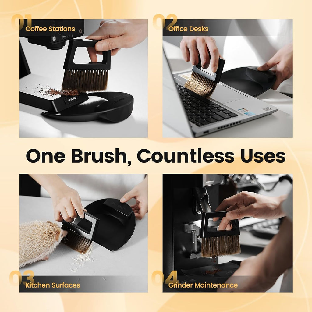 MHW-3BOMBER Brosse à café petite, ensemble de balai à main et de pelle, ensemble de petite brosse et pelle magnétiques, poils doux, brosse pour le comptoir de café à domicile, cuisine, bureau, B5188B