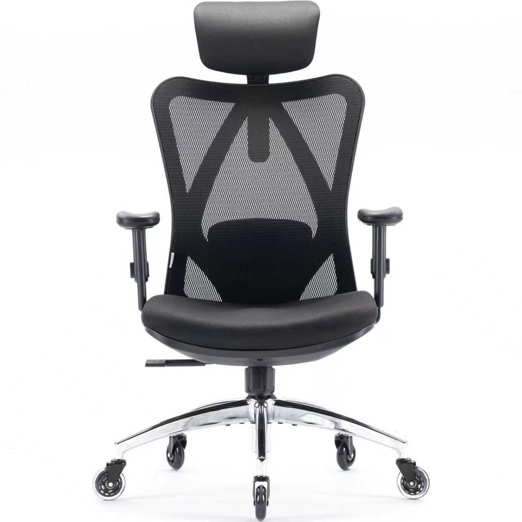 SIHOO M18 Chaise de bureau ergonomique à dossier haut en mesh respirant, avec appui-tête et soutien lombaire réglables, roulettes améliorées, noir