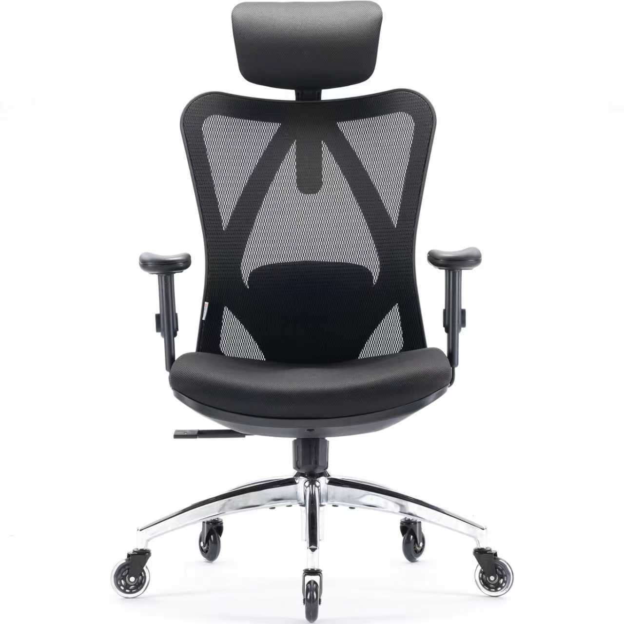 SIHOO M18 Chaise de bureau ergonomique à dossier haut en mesh respirant, avec appui-tête et soutien lombaire réglables, roulettes améliorées, noir