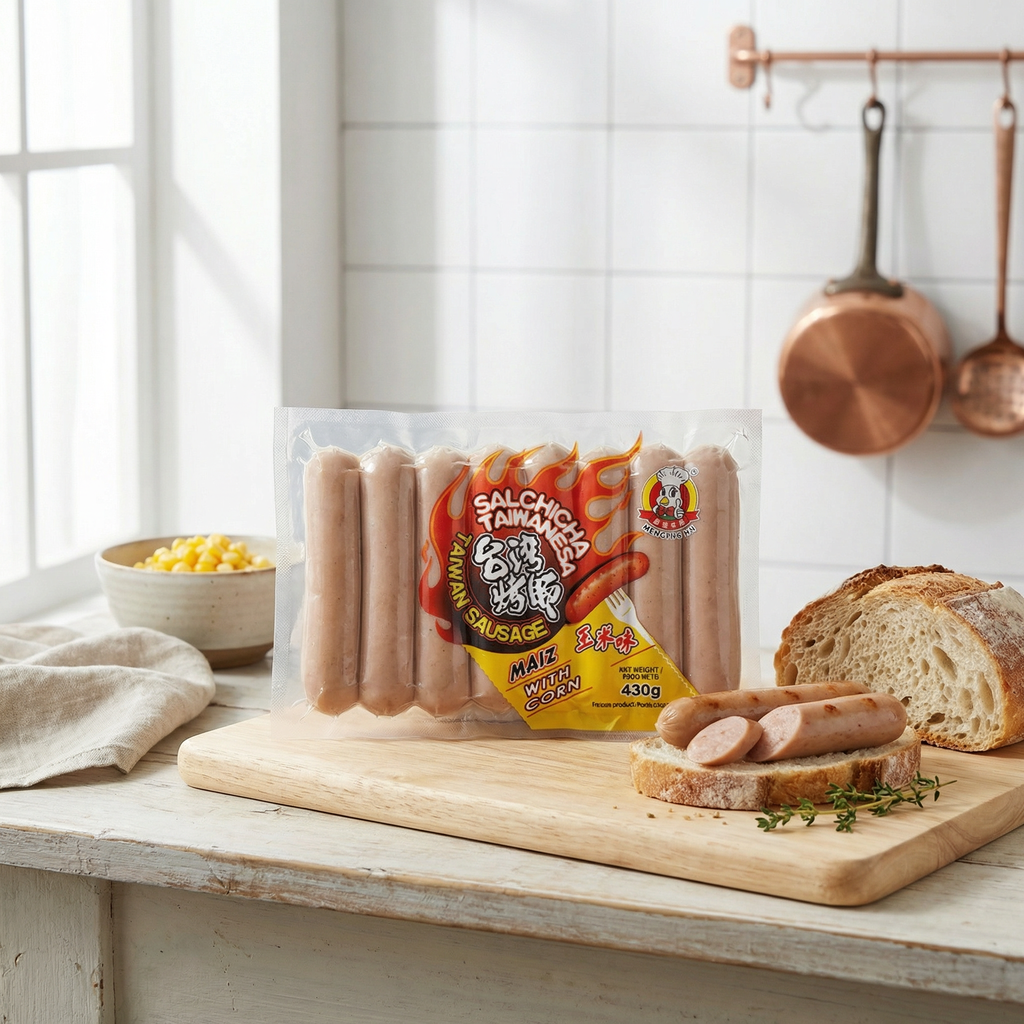 Meng Fu Saucisses de Taïwan au maïs 430 g/boîte