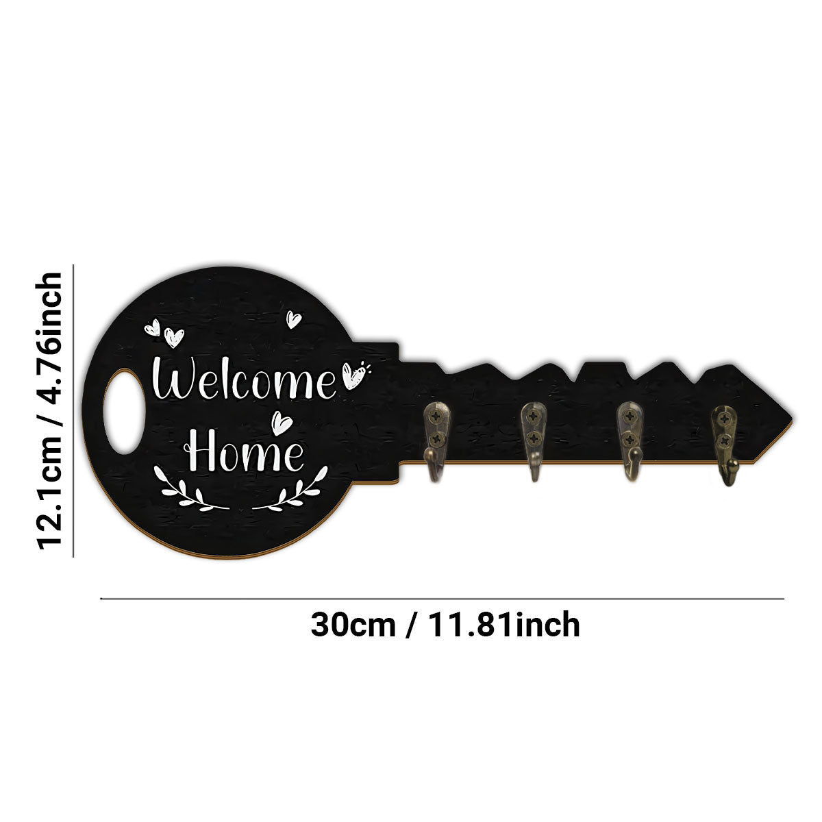 Alphynix Crochet mural en forme de clé « Welcome Home » avec 4 crochets en métal