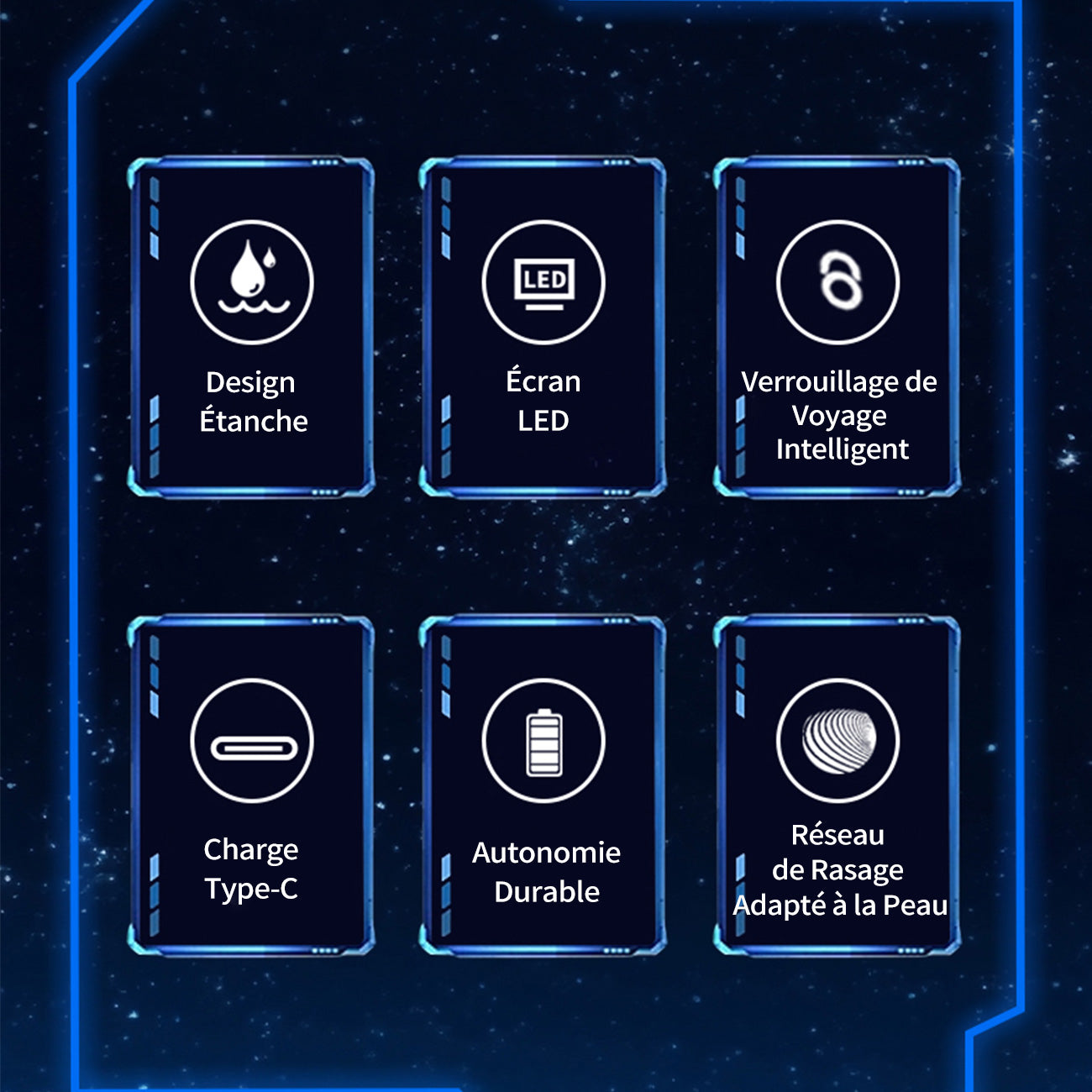Sparoma Rasoir pour homme chauve - rasoir électrique avec 6 têtes flottantes magnétiques, résistant à l’eau IPX6, avec écran intelligent LED, autonomie de 150 minutes - fk-8750, modèle bleu
