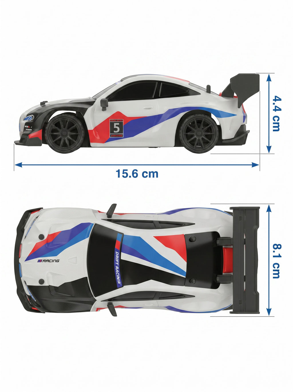 Voiture de Drift RC 4x4 BMW 1:24, Contrôle Proportionnel 2,4 g, Pneus Interchangeables, Éclairage LED Complet, Jouet de Loisirs d'Intérieur Portée 50 m pour 8 Ans et Plus, Une Pièce en Blanc