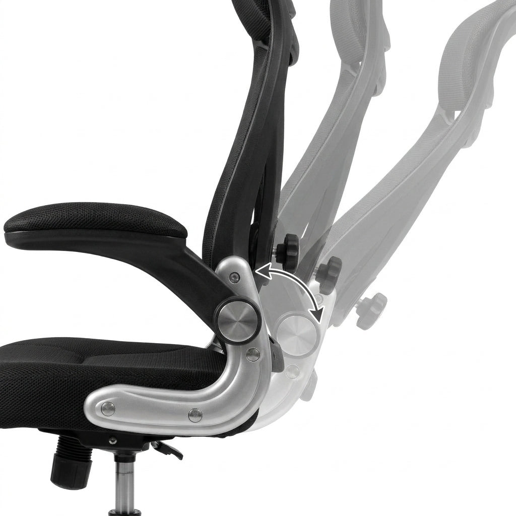 JOYFURNOS Chaise de bureau, chaise de secrétariat, fauteuil de direction, fauteuil pivotant avec appui-tête, accoudoirs rabattables, fonction basculante, noir