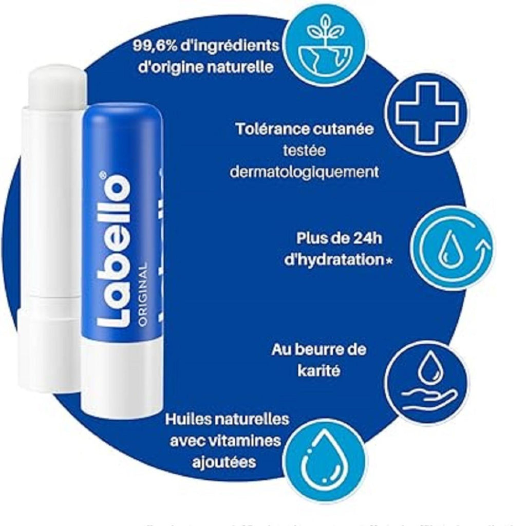 Labello Lèvres Stick Baume à Lèvres Original + Hydro Care FPS15 Duo