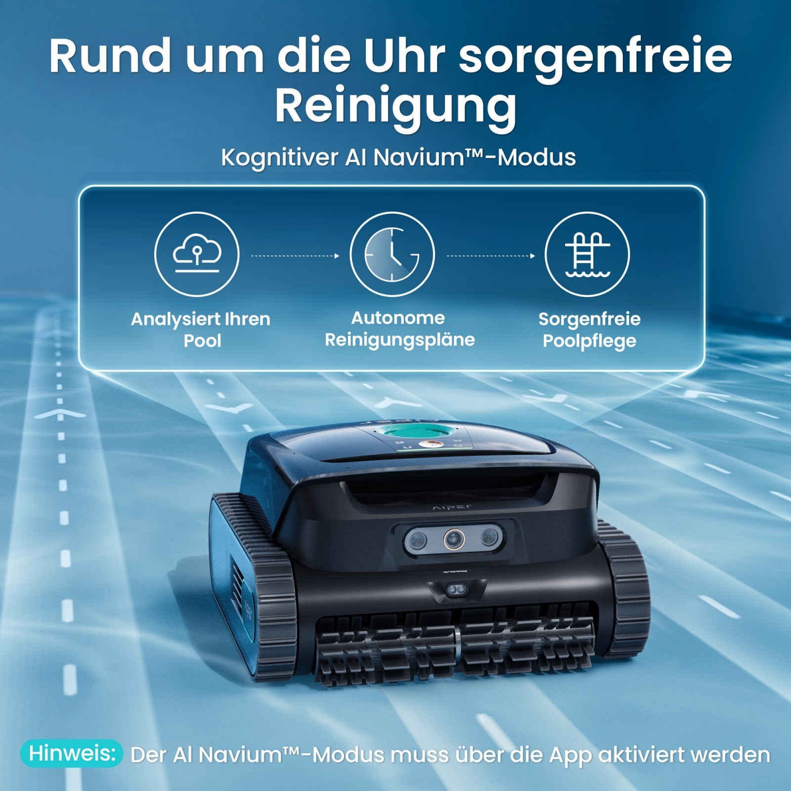 Aiper Scuba V3 robot de piscine avec IA (modèle 2026), Nettoyeur de piscine sans fil avec vision par IA et contrôle par application, Nettoie fond, parois et ligne d’eau