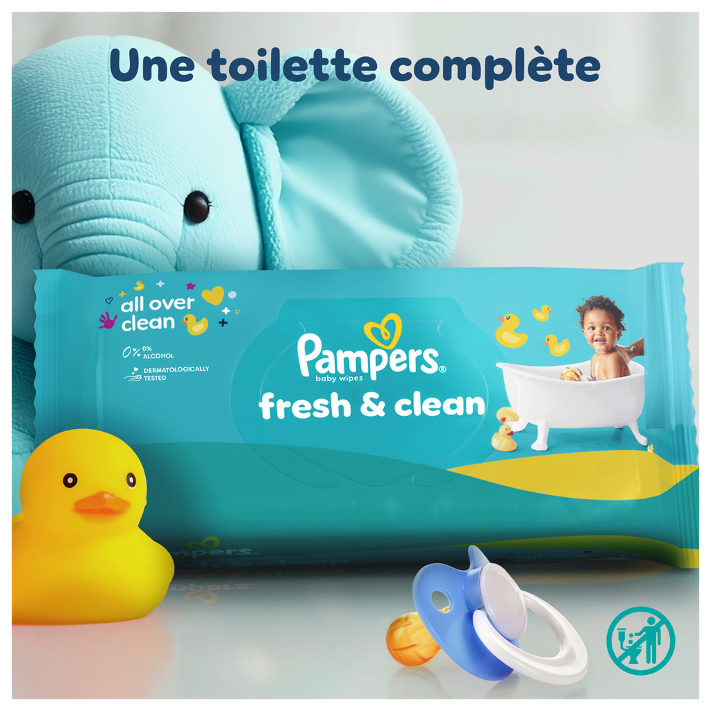 Pampers Fresh & Clean Lingettes pour Bébé, 3 Paquets De 80 Lingettes = 240 Lingettes, Une Toilette Complète