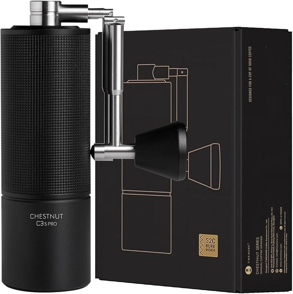 TIMEMORE Moulin à café manuel Chestnut C3S Pro Tout métal Avec réglage précis de la mouture Acier inoxydable et meules coniques Poignée pliable Récipient à grains 25 g Noir