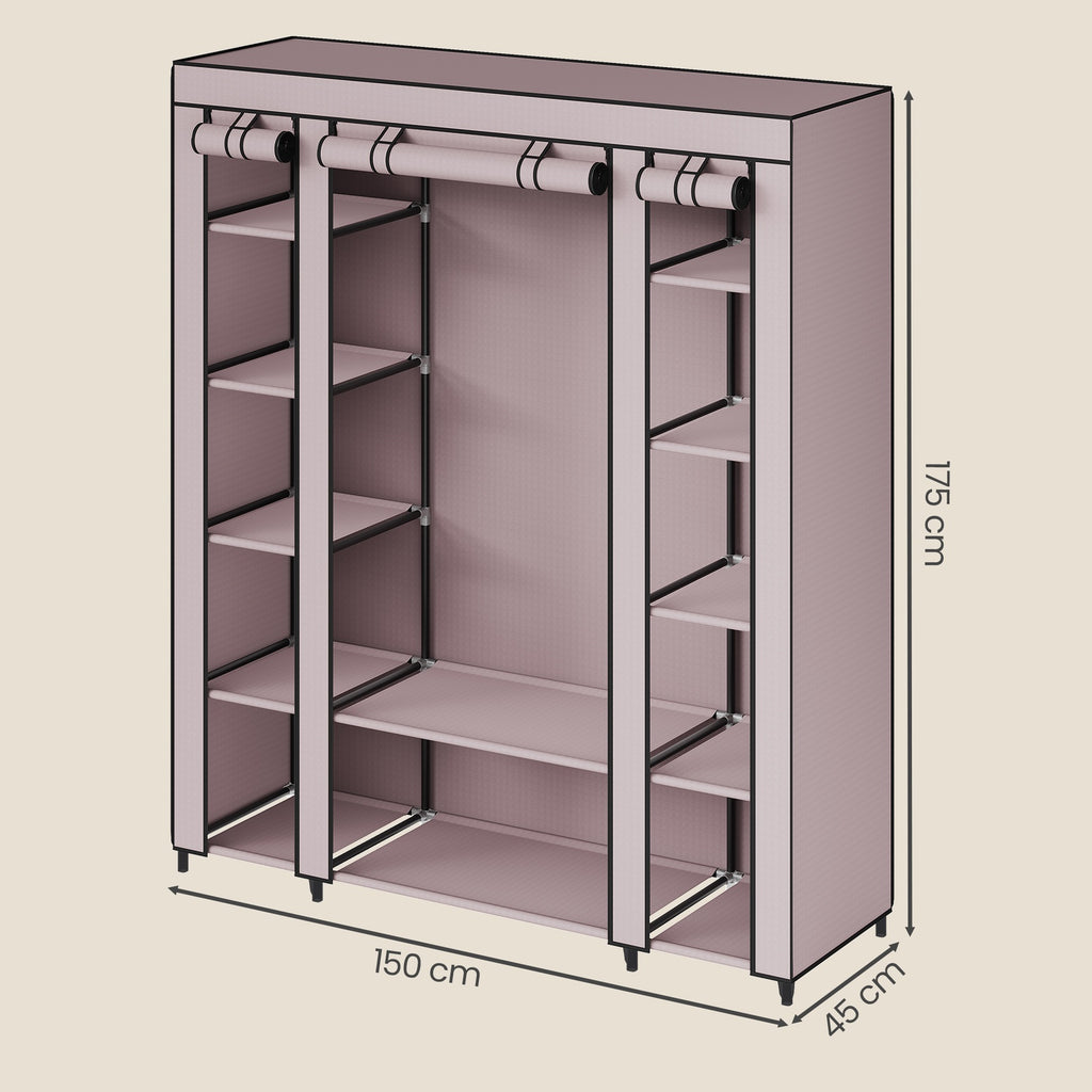 JOYFURNOS Armoire de dressing, armoire portable pour chambre, tringle à vêtements avec housse en tissu, organisateur de rangement pour vêtements, 150 x 45 x 175 cm, violet
