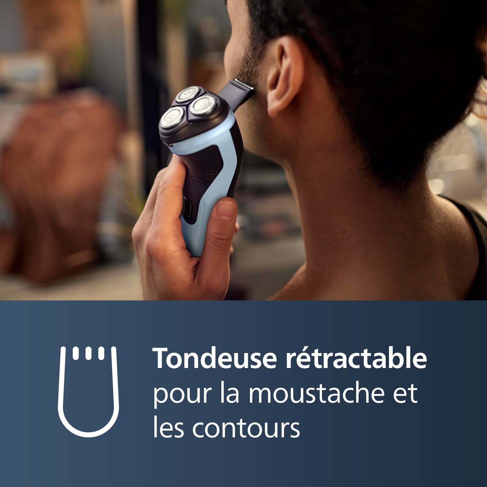 Philips Series 3000X X3003/00 Rasoir électrique avec 27 lames PowerCut, têtes flexibles 4D, rasage humide & sec, tondeuse rétractable, charge rapide - Bleu