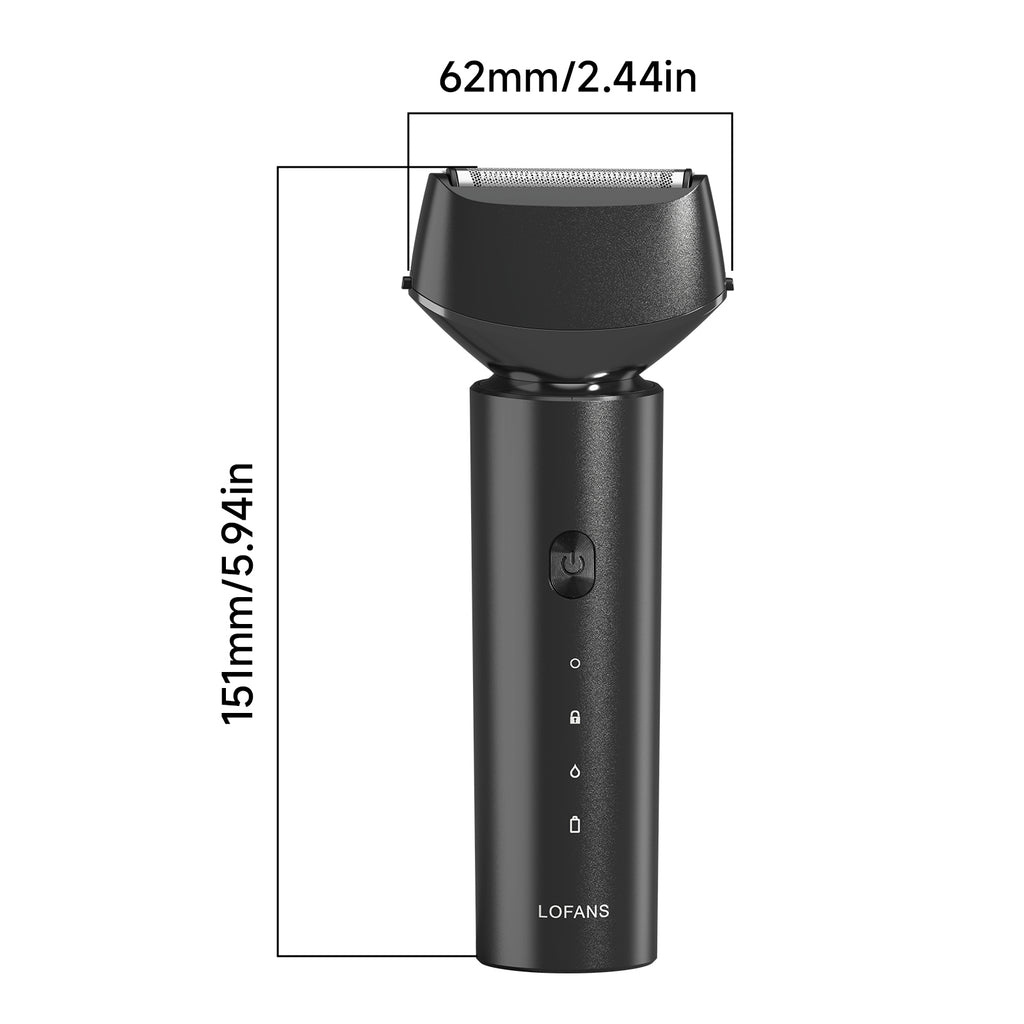 LOFANS Rasoir électrique à grille pour homme avec tête flottante à double lame, Rasoir électrique rechargeable pour rasage à sec et humide