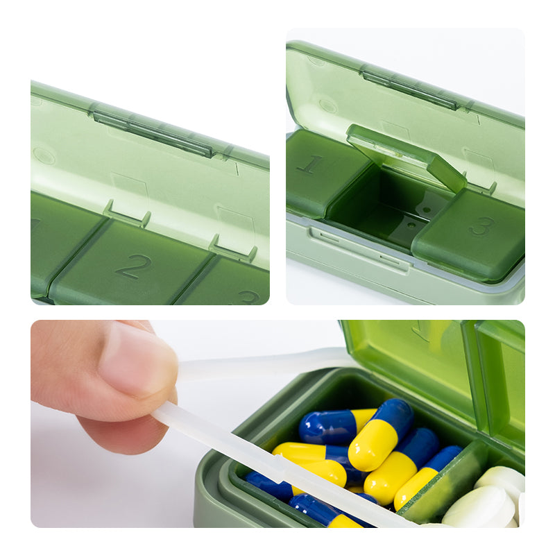 JORDAN&JUDY Petit Pilulier Portable avec Coupe-Comprimés et Boîte de Rangement Quotidienne 1 pc Vert