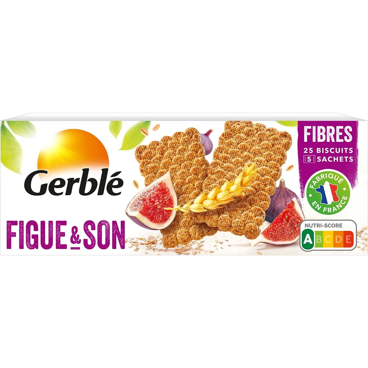 GERBLE Biscuits à la figue et aux flocons de son, pack de 210 g