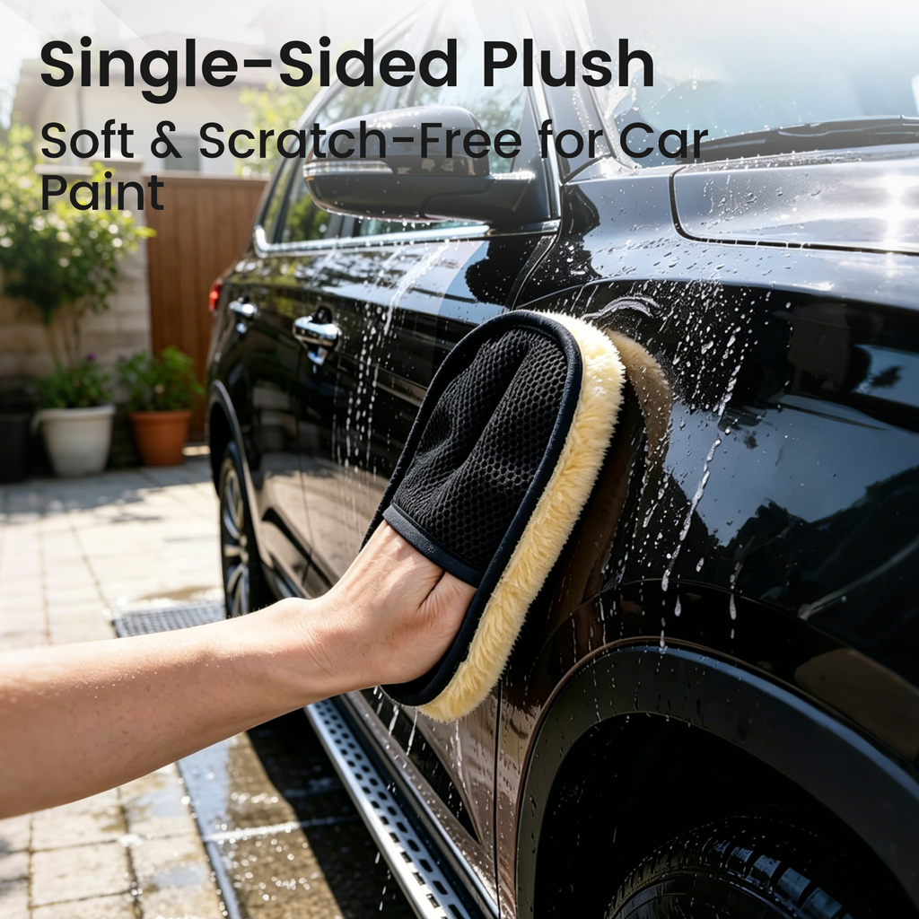 Gant de lavage de voiture, éponge de lavage de voiture, gant de nettoyage, 1 pièce, gant de lavage de voiture en peluche unilatéral, chiffon de nettoyage de voiture en peluche